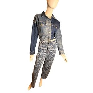 H&M 90s Baggy High Rise Swirl Pattern Jeans Size 2